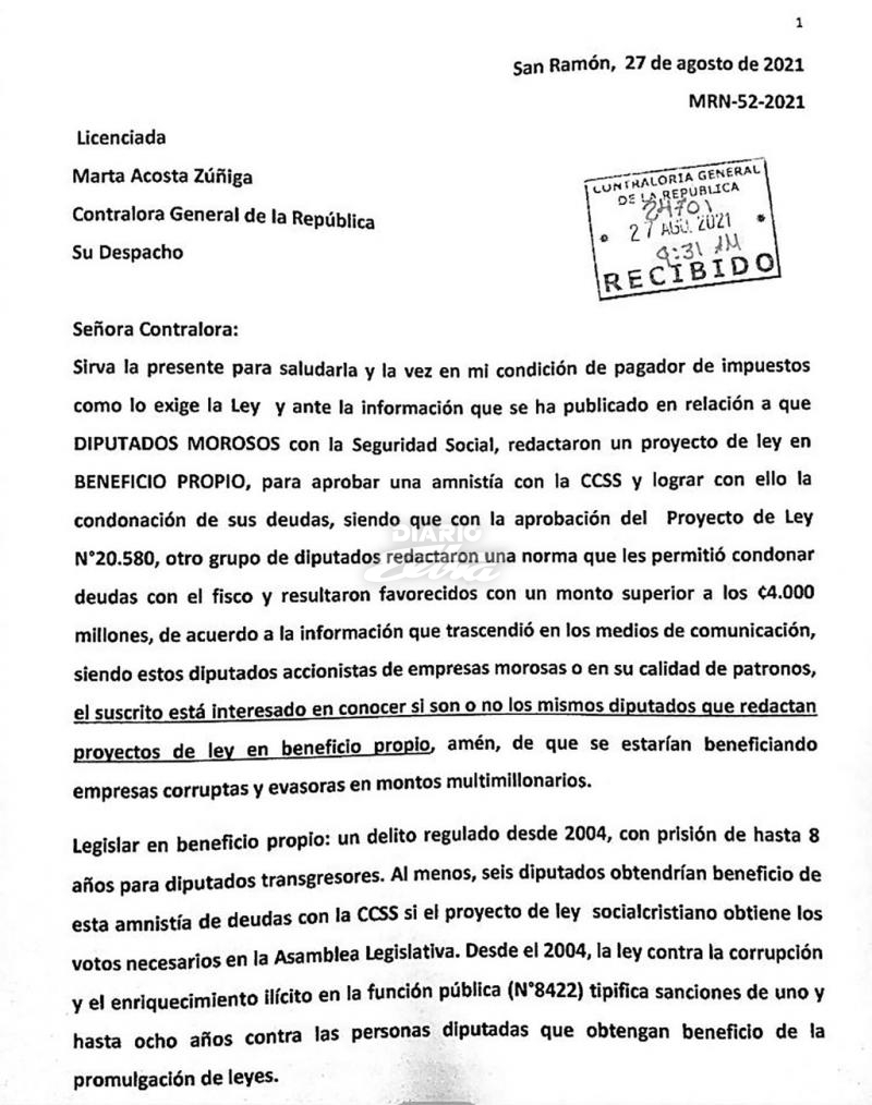 Diario Extra - Piden cuentas a contraloría por condonación de deudas