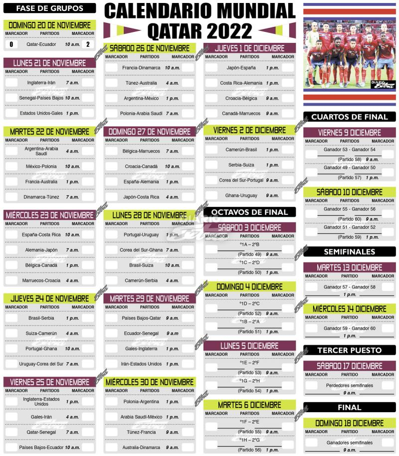 Diario Extra - Calendario Mundial Qatar 2022